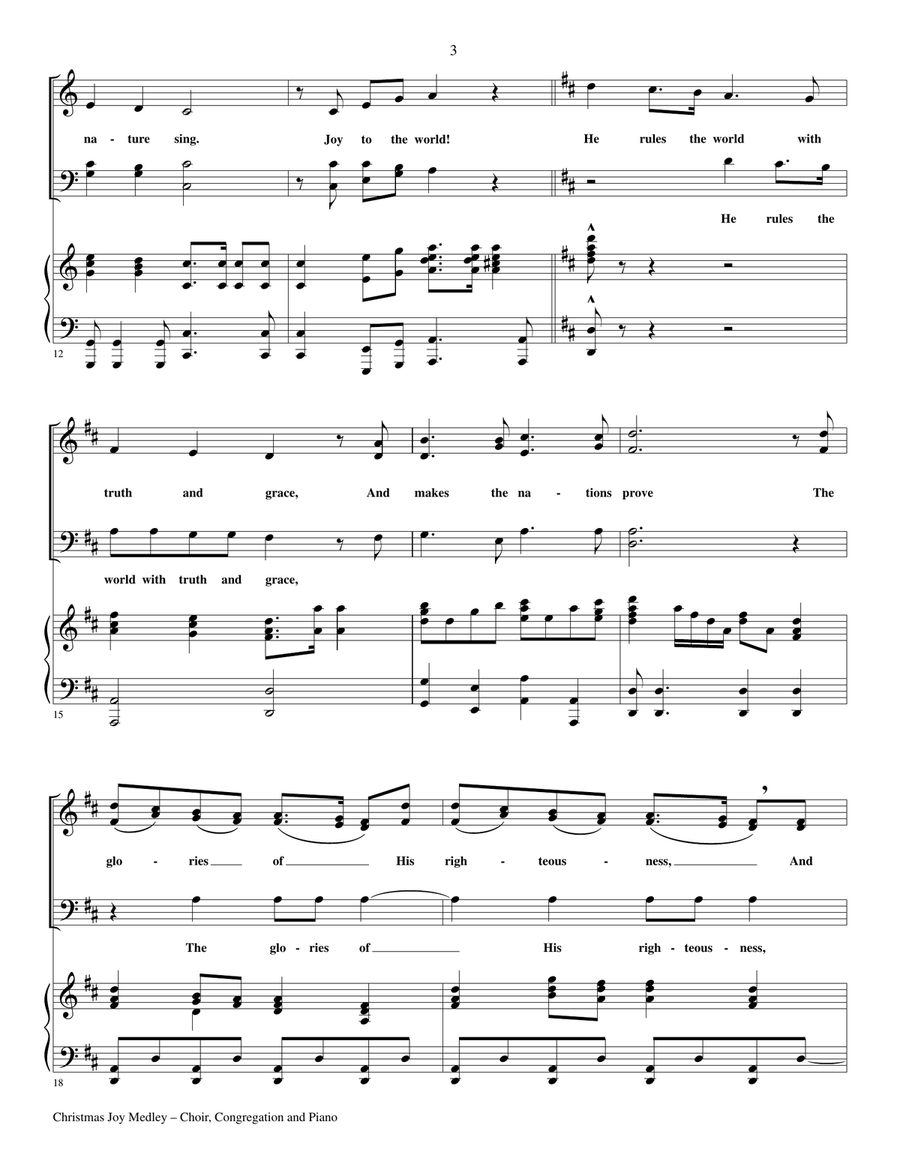 CHRISTMAS CHOIR - 3 Christmas Songs for SATB Choir & Piano. (Includes Score & Choir Parts) image number null