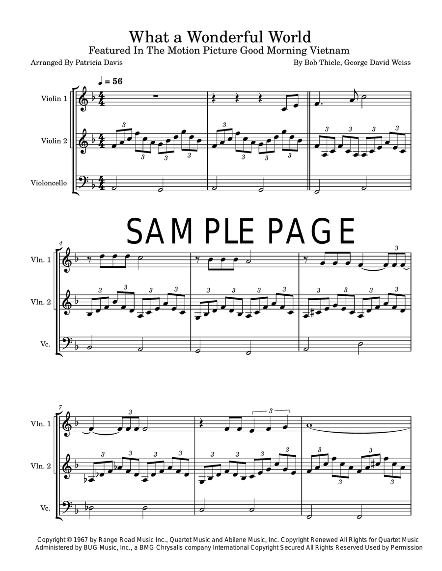 What A Wonderful World String Trio scores gallery preview page 1