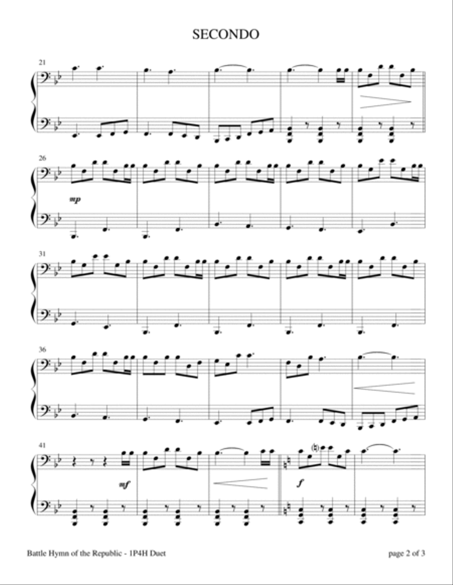 Battle Hymn of the Republic (1 Piano, 4 Hands Duet) 1 Piano, 4-Hands scores gallery preview page 4