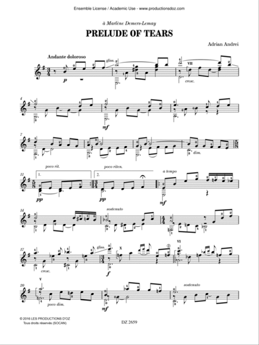 Prelude of Tears Classical Guitar scores gallery preview page 2