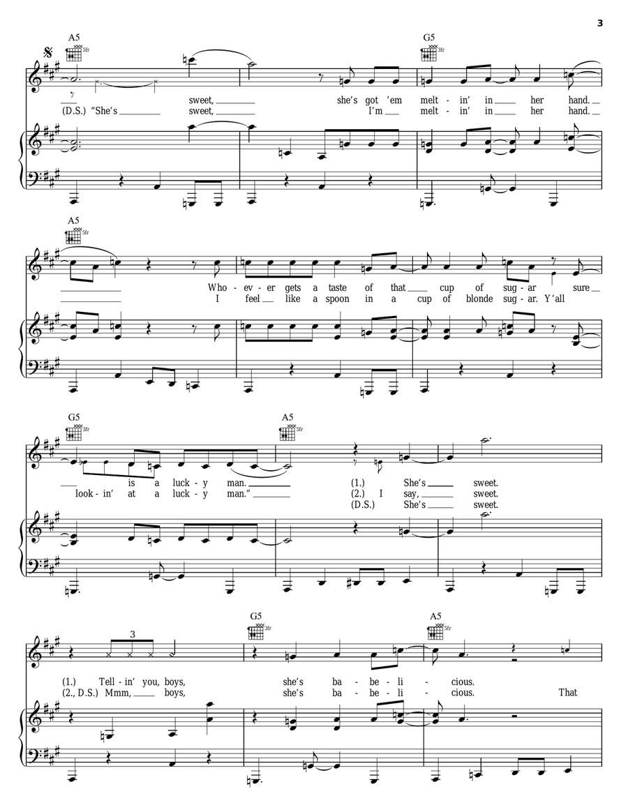 Sweet Sweet Piano, Vocal, Guitar scores gallery preview page 3