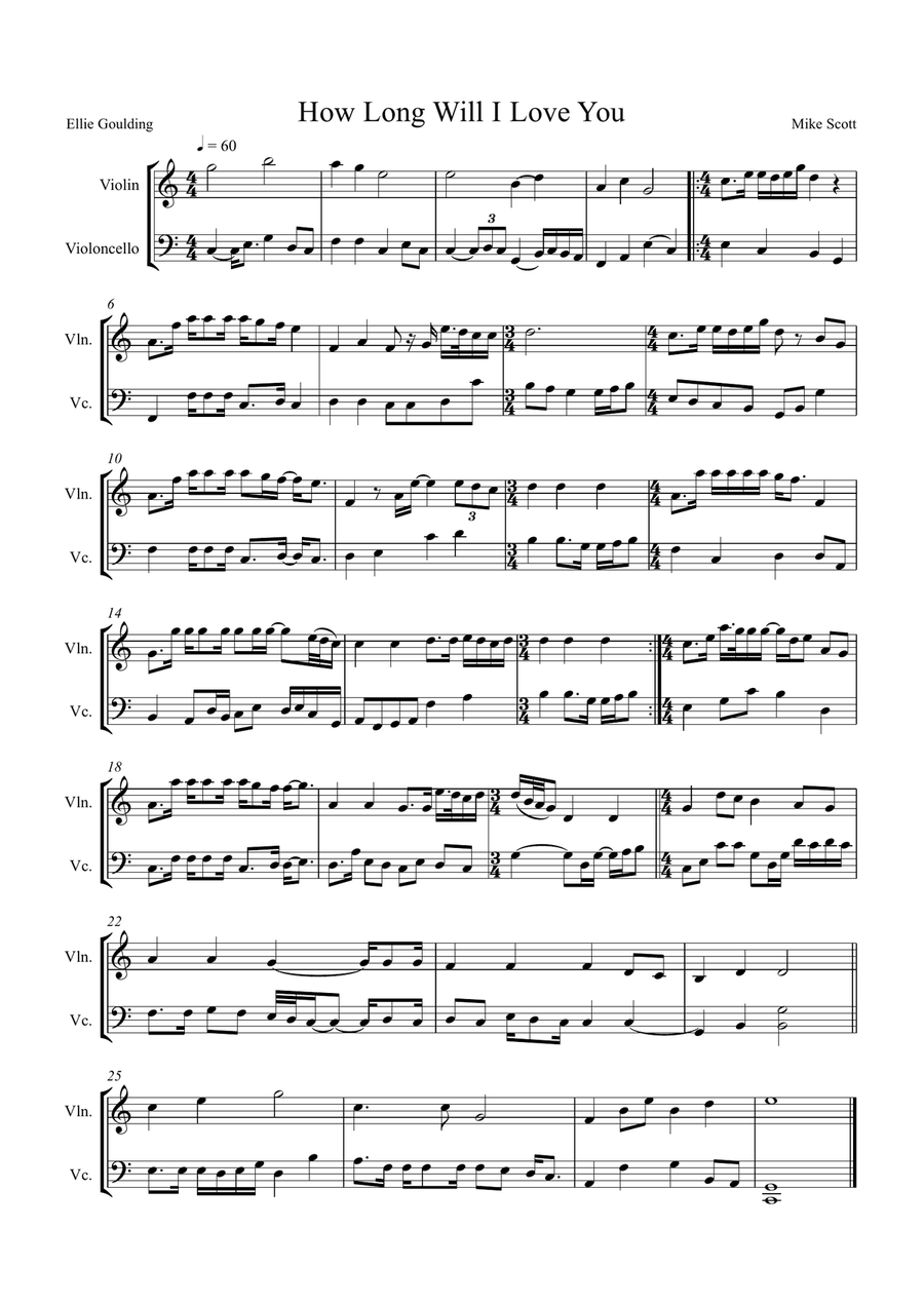 How Long Will I Love You Small Ensemble scores gallery preview page 1
