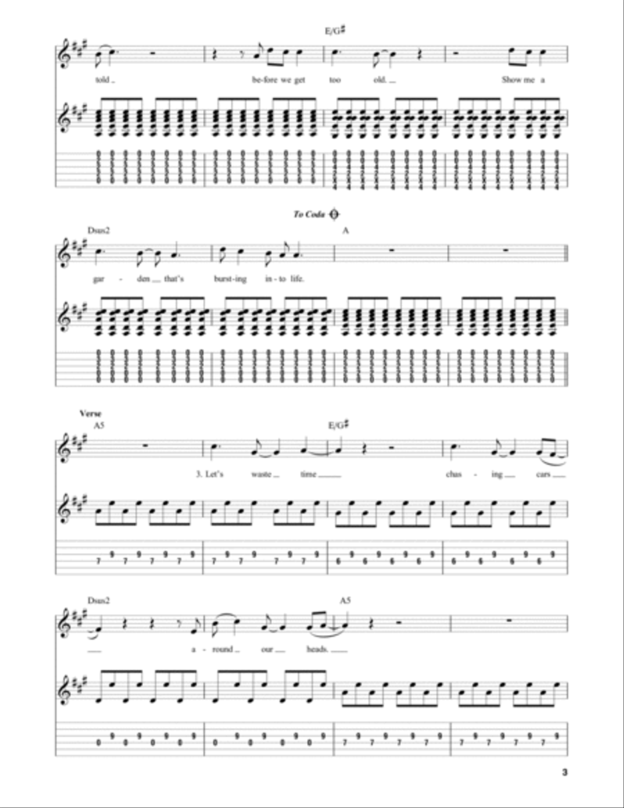 Chasing Cars Guitar Tablature scores gallery preview page 3