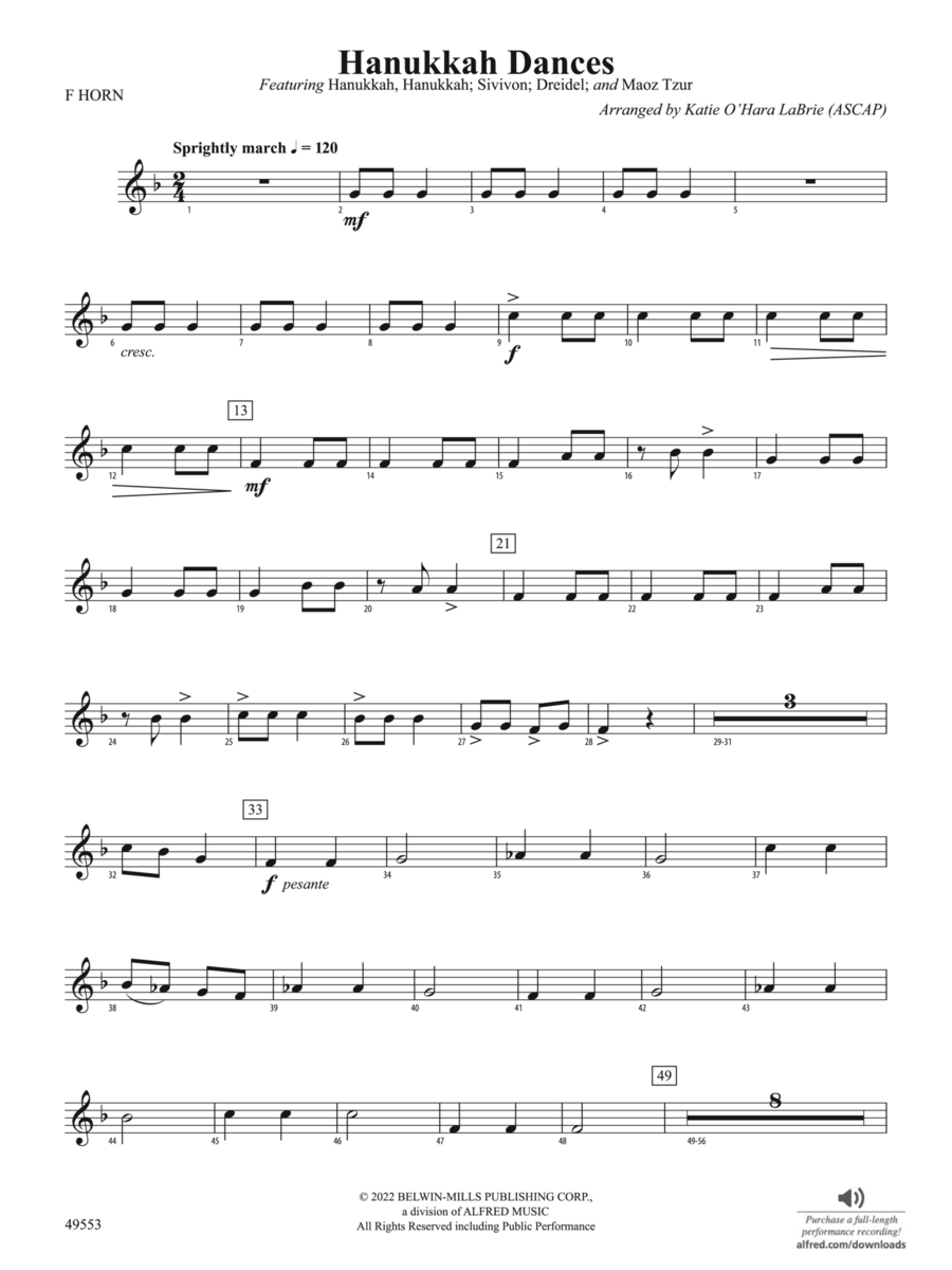 Hanukkah Dances: 1st F Horn