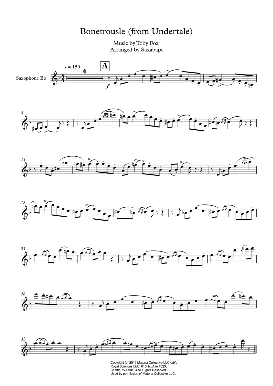 Bonetrousle (from Undertale) Small Ensemble scores gallery preview page 1
