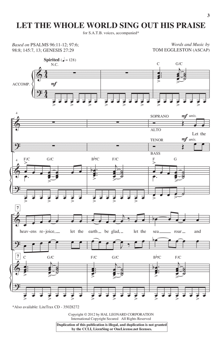Let The Whole World Sing Out His Praise 4-Part scores gallery preview page 1