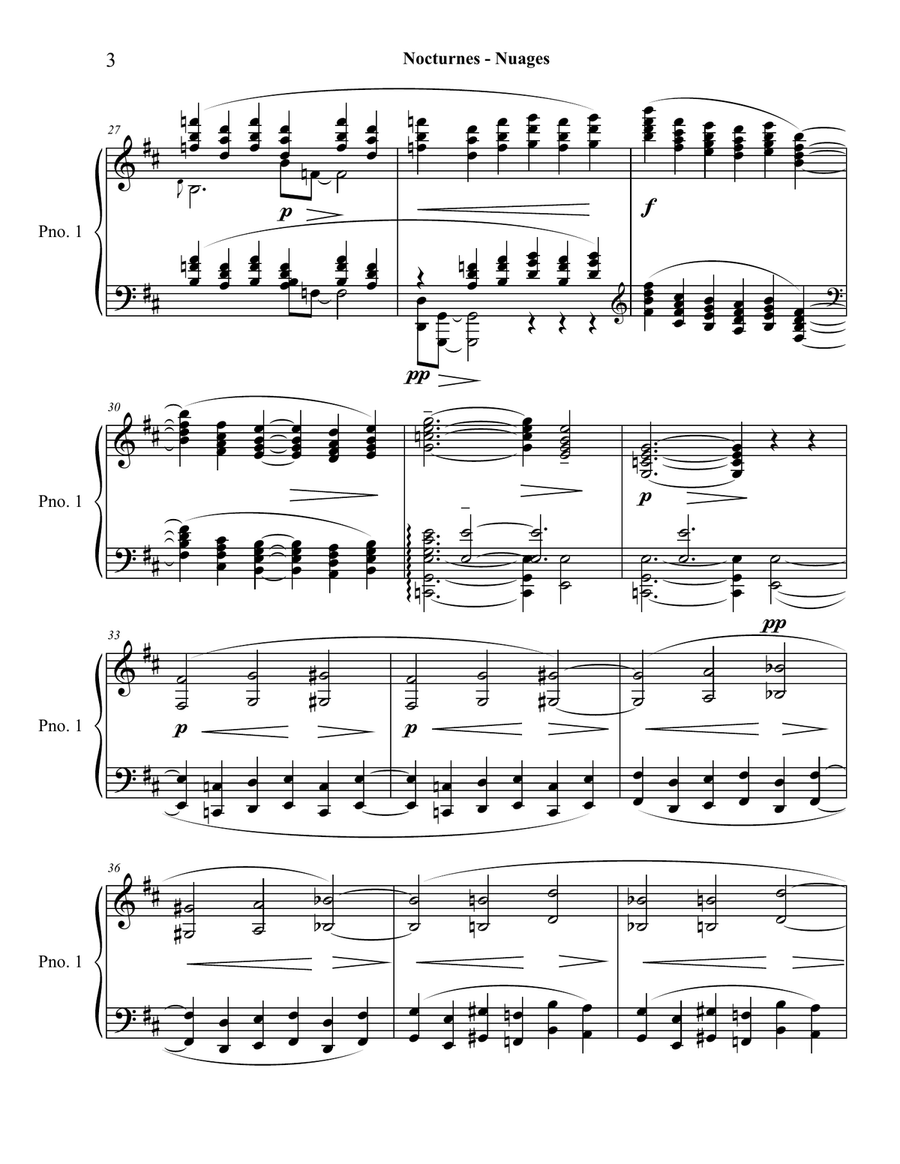 Debussy - Nocturnes: #1 Nuages (piano transcription) Piano Solo scores gallery preview page 3