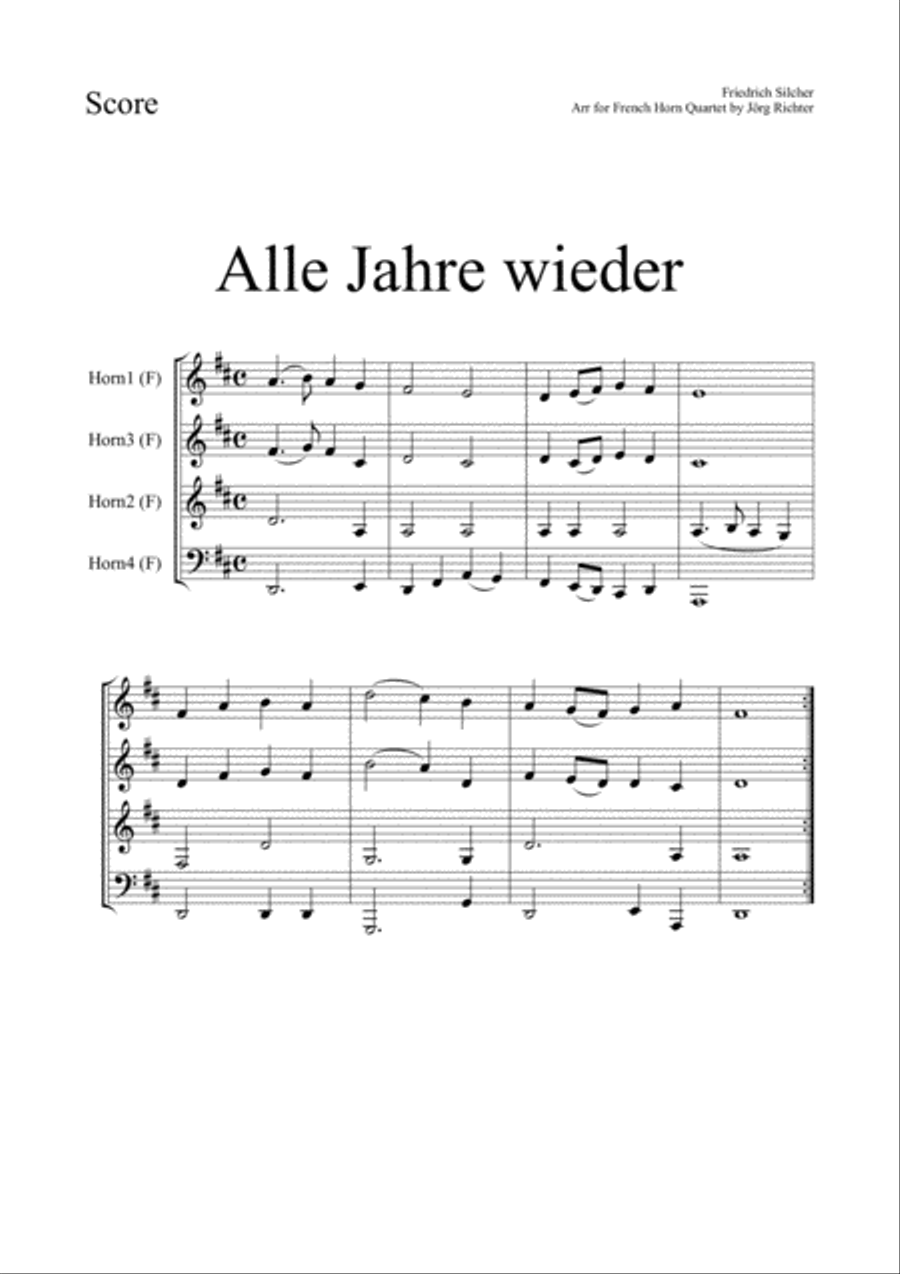Every Year Again (Alle Jahre wieder) for French Horn Quartet Brass Quartet scores gallery preview page 2