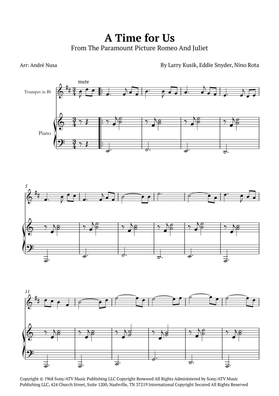 A Time For Us (love Theme) B-Flat Trumpet scores gallery preview page 1