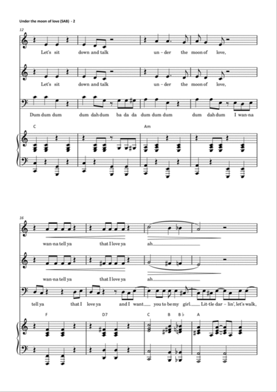 Under The Moon Of Love 3-Part scores gallery preview page 3