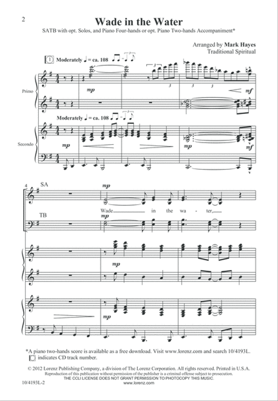Wade in the Water Wade in the Water 4-Part scores gallery preview page 3
