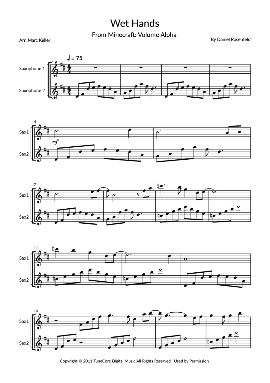 Wet Hands Wet Hands Tenor Saxophone scores gallery preview page 1