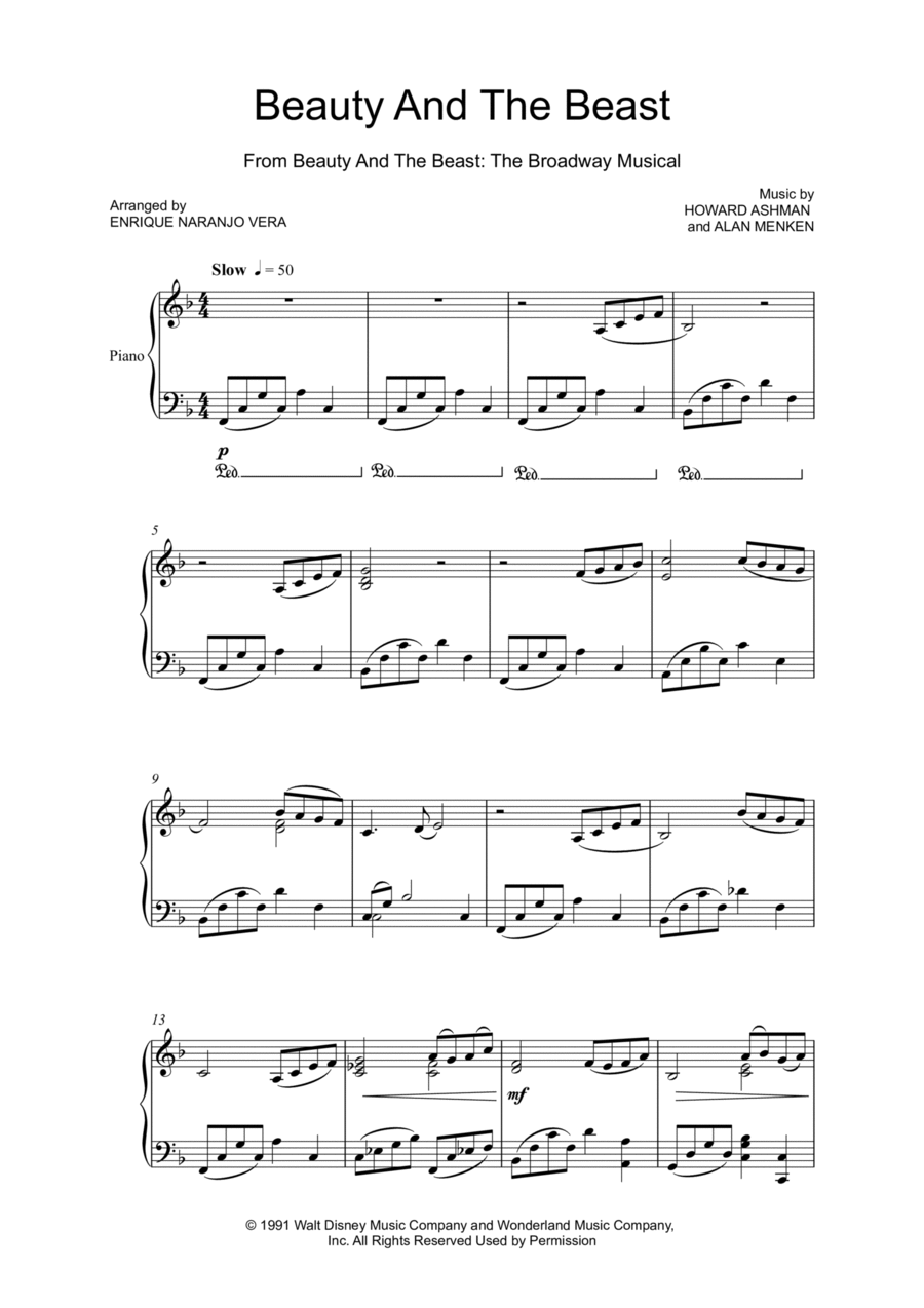 Beauty And The Beast Piano Solo scores gallery preview page 1