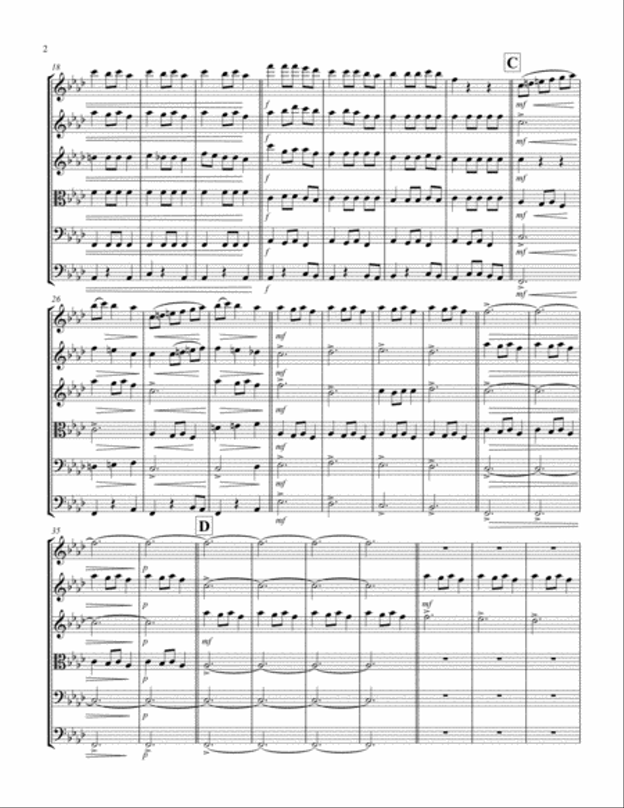 Carol of the Bells (F min) (String Sextet - 3 Violin, 1 Viola, 1 Cello, 1 Bass) Cello scores gallery preview page 2