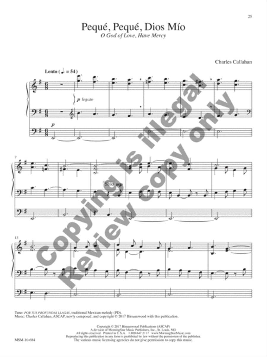 Cantad al Señor: 12 Spanish and Latin American Hymn Settings for Organ Organ Solo scores gallery preview page 26