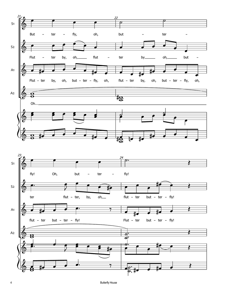 Butterfly House (Lepidopterium) SSAA Acapella SSAA scores gallery preview page 5