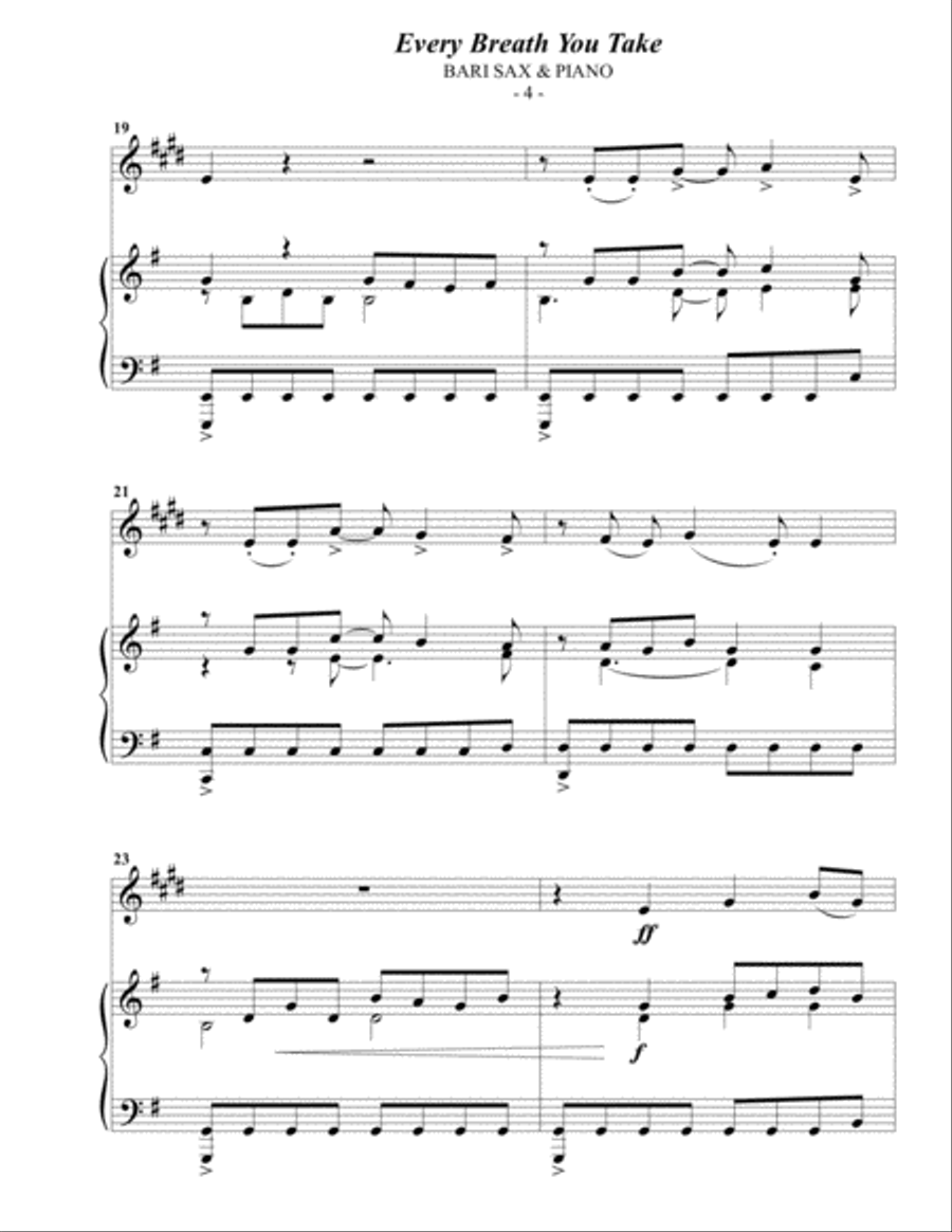 Every Breath You Take Baritone Saxophone scores gallery preview page 4