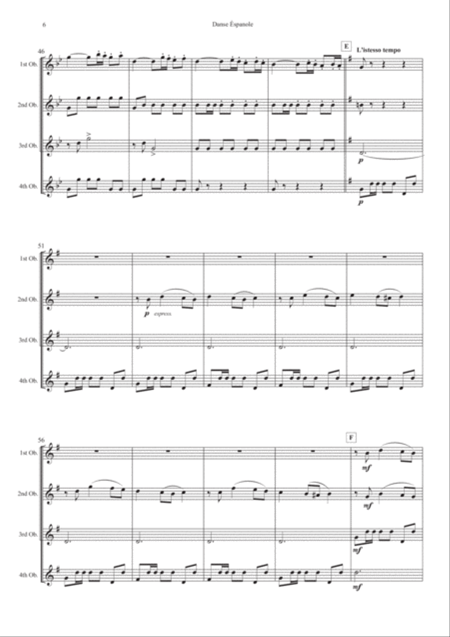 Spanish Dance from Swan Lake for Oboe Quartet Woodwind Quartet scores gallery preview page 6