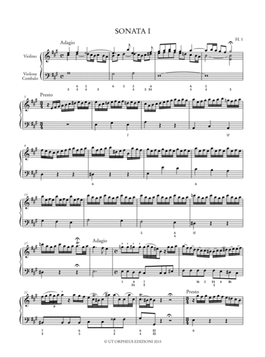 12 Sonatas for Violin and Figured Bass [Op. 1] (1716) (H. 1-12) - 12 Sonatas for Violin and Figured Bass [Op. 1] (Revised, 1739) (H. 13-24). Critical Edition Violin scores gallery preview page 2