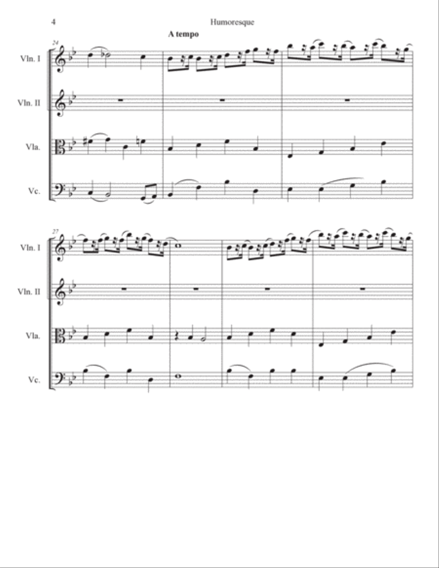 Humoresque Humoresque String Quartet scores gallery preview page 4