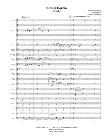 Nessun Dorma (from Turandot) - for concert band image number null