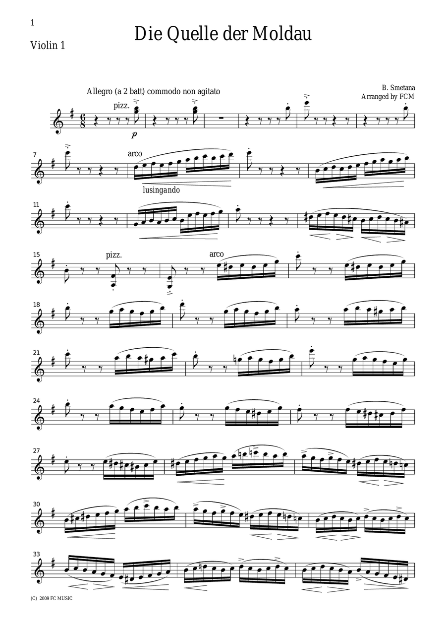 Smetana Die Quelle der Moldau, for string quartet, CS701 String Quartet scores gallery preview page 3