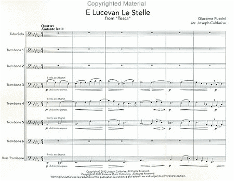 E Lucevan Le Stelle Trombone scores gallery preview page 2