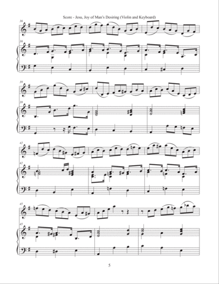 Jesu, Joy of Man's Desiring (Violin and Keyboard) Violin Solo scores gallery preview page 5