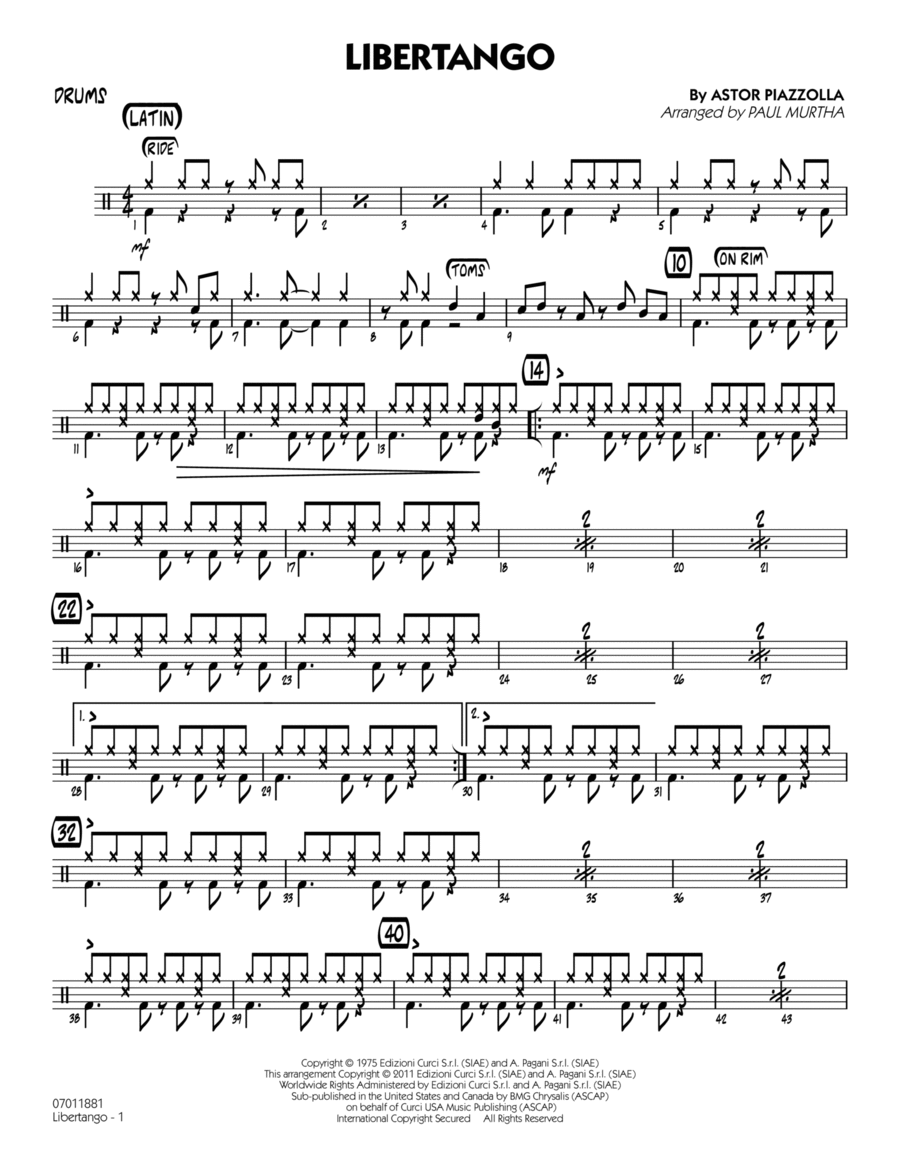 Libertango - Drums Jazz Ensemble scores gallery preview page 1