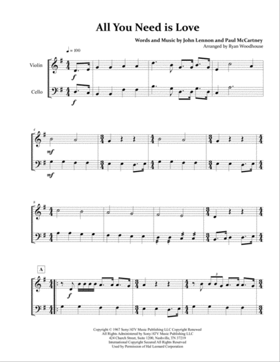 All You Need Is Love String Duet scores gallery preview page 3