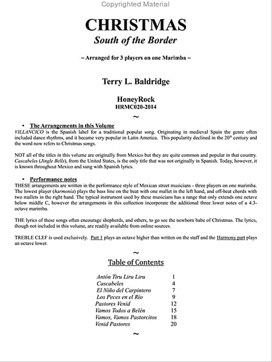 Christmas - South of the Border: for 3 players on one marimba Marimba scores gallery preview page 2