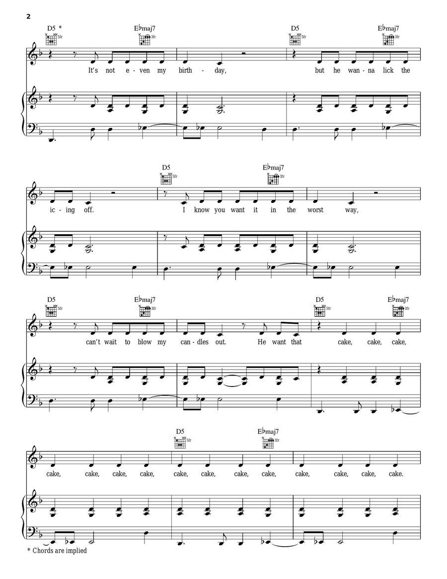 Birthday Cake Birthday Cake Piano, Vocal, Guitar scores gallery preview page 2