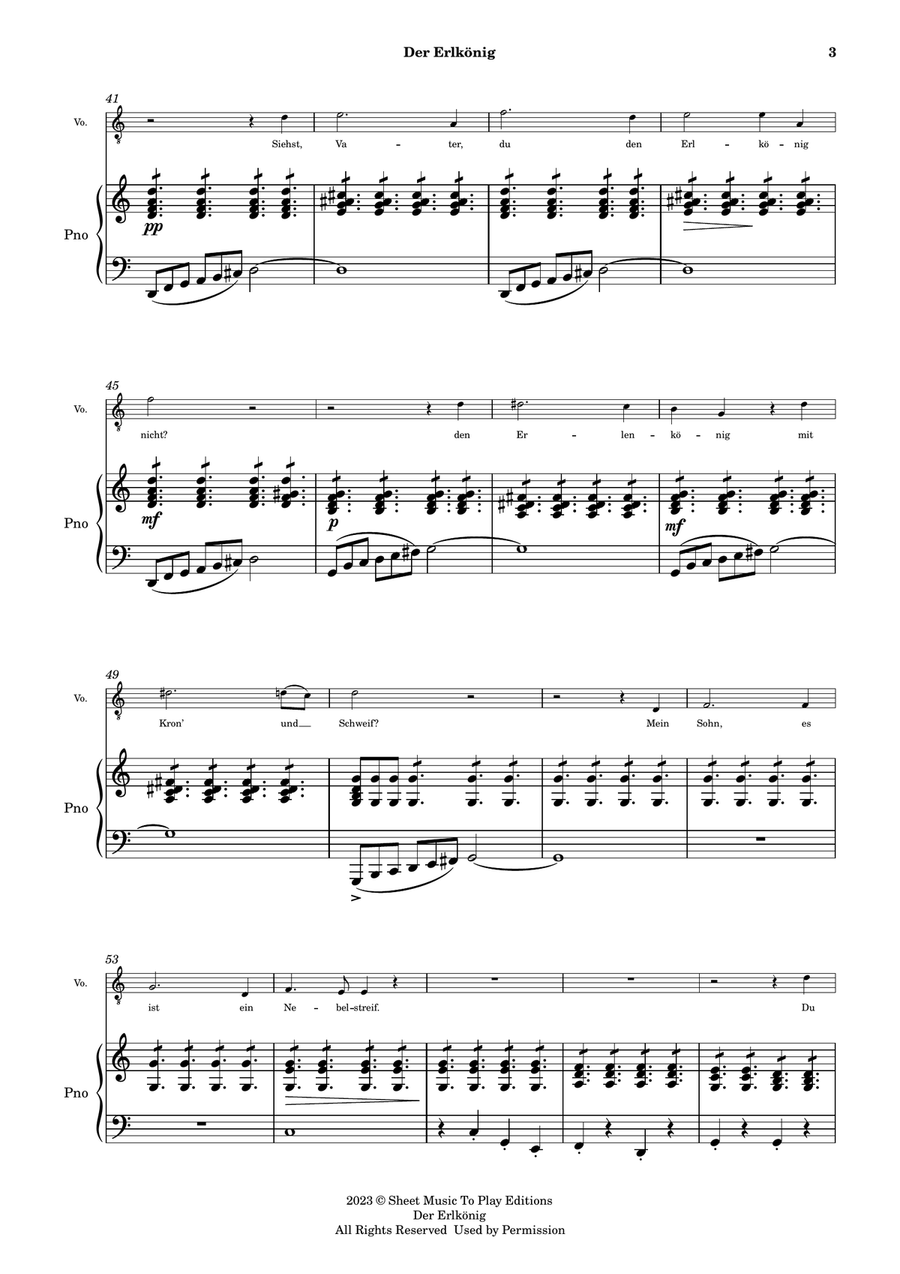 Der Erlkönig by Schubert - Voice and Piano - A minor (Full Score and Parts) Piano, Vocal scores gallery preview page 4