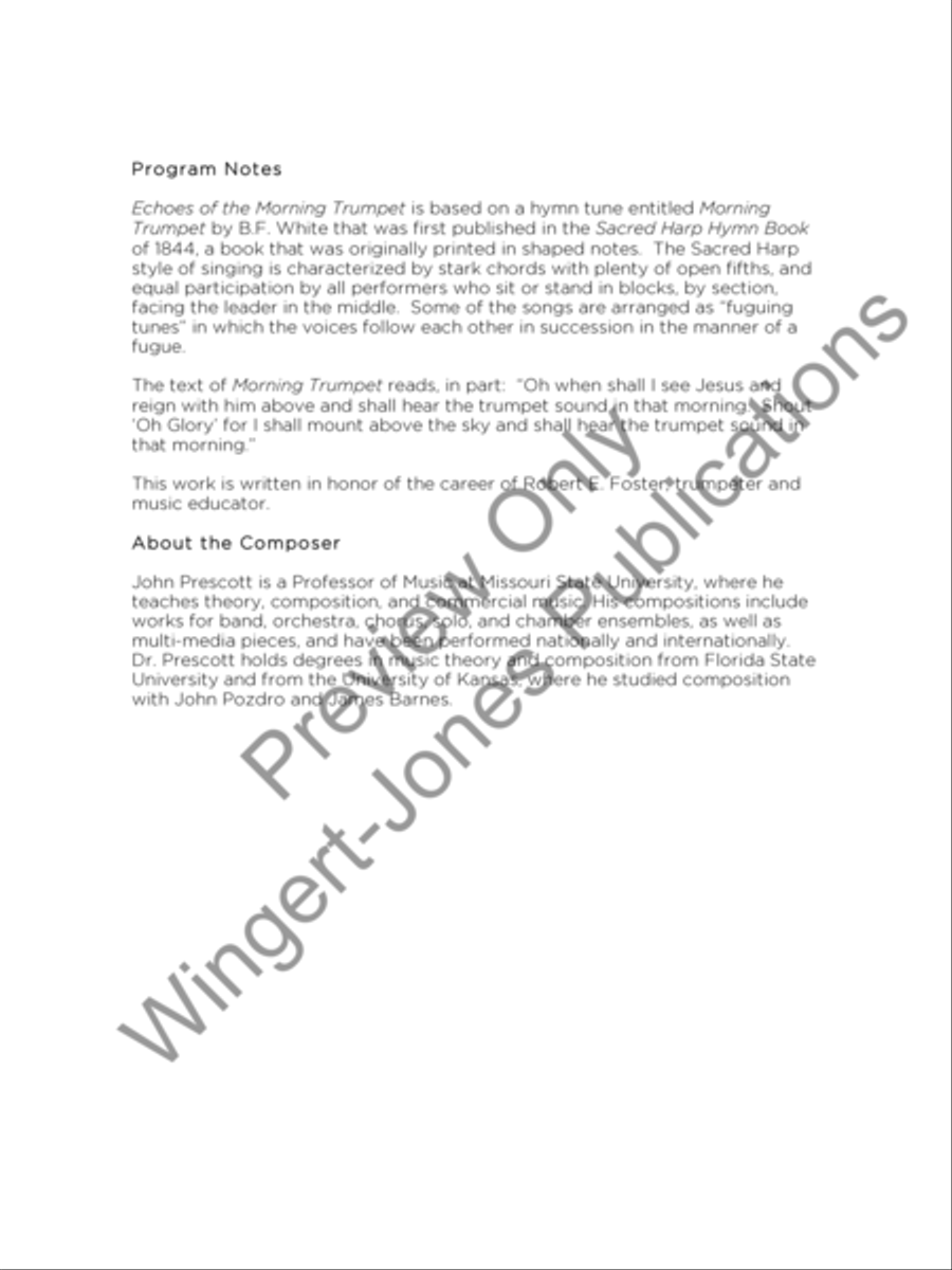 Echoes of the Morning Trumpet Concert Band scores gallery preview page 3