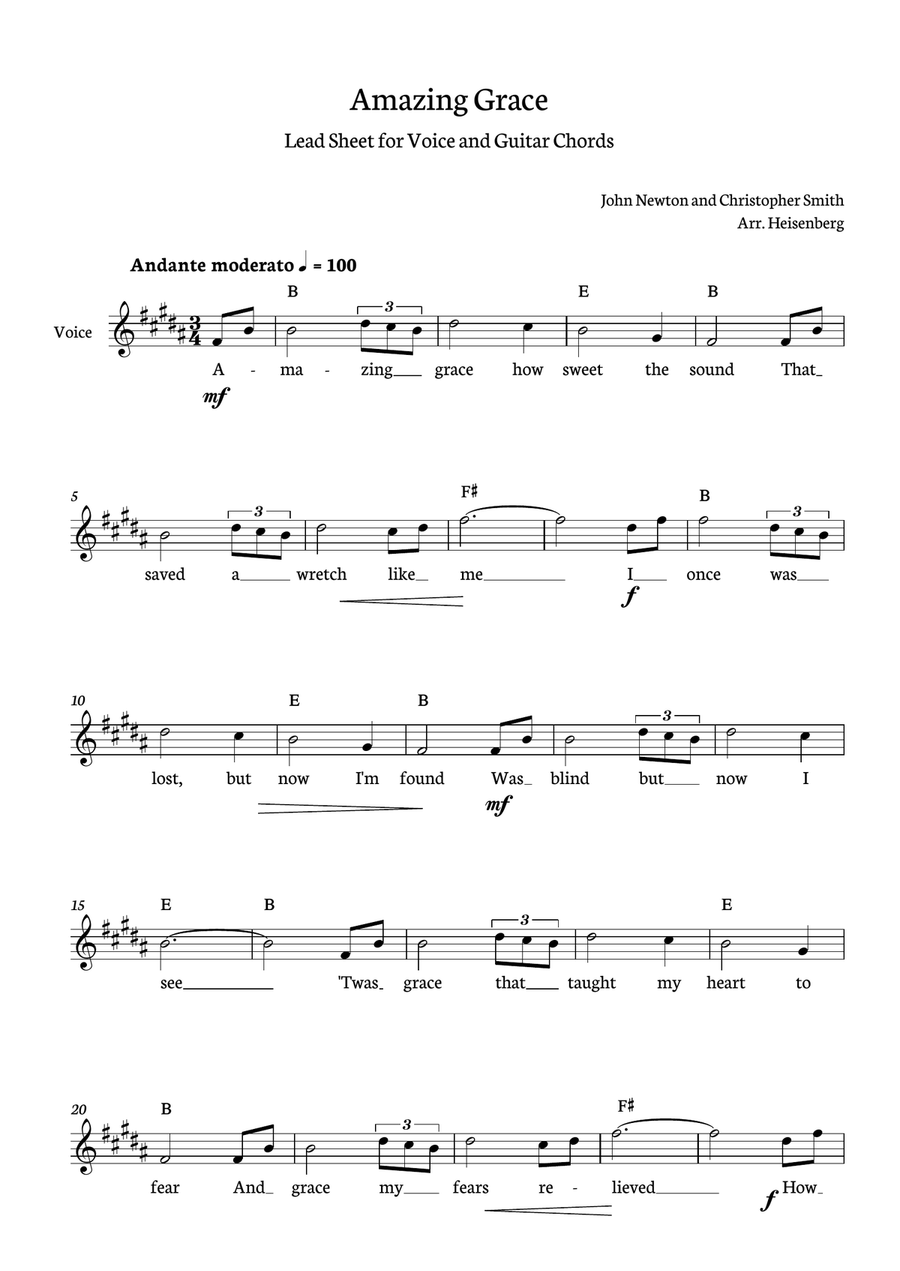 Amazing Grace Guitar scores gallery preview page 1