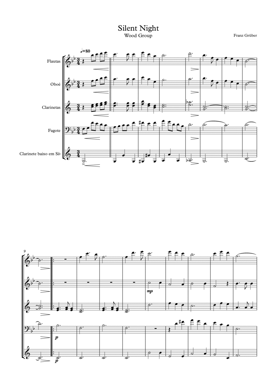 Silent Night - Wood Group Woodwind Ensemble scores gallery preview page 1