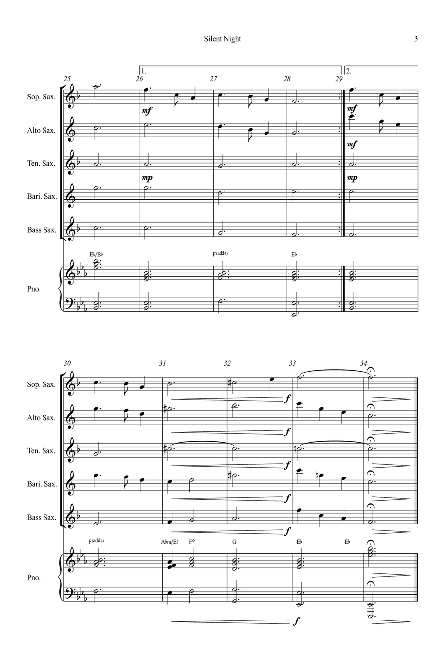 Silent Night Small Ensemble scores gallery preview page 3