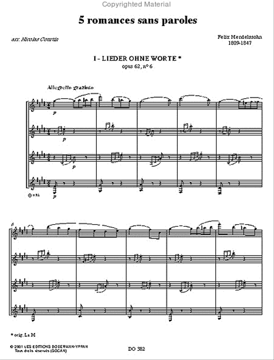 Cinq romances sans paroles Guitar Ensemble scores gallery preview page 2