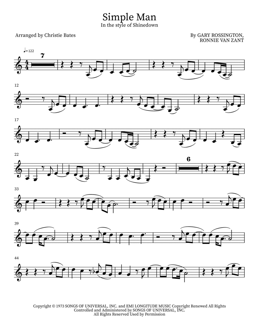 Simple Man Violin Solo scores gallery preview page 1