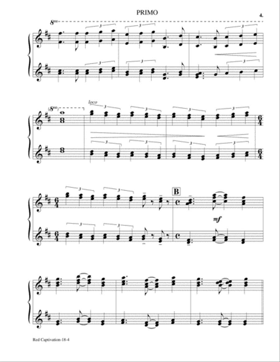 RED CAPTIVATION by Robert Van Horne (Piano Duet) Piano Duet scores gallery preview page 5