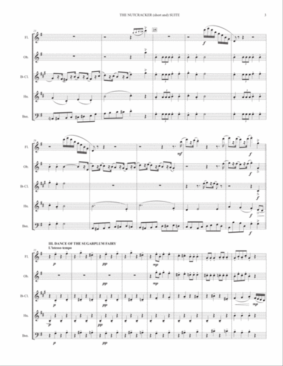 THE NUTCRACKER (short and) SUITE - for woodwind quintet Woodwind Quintet scores gallery preview page 3