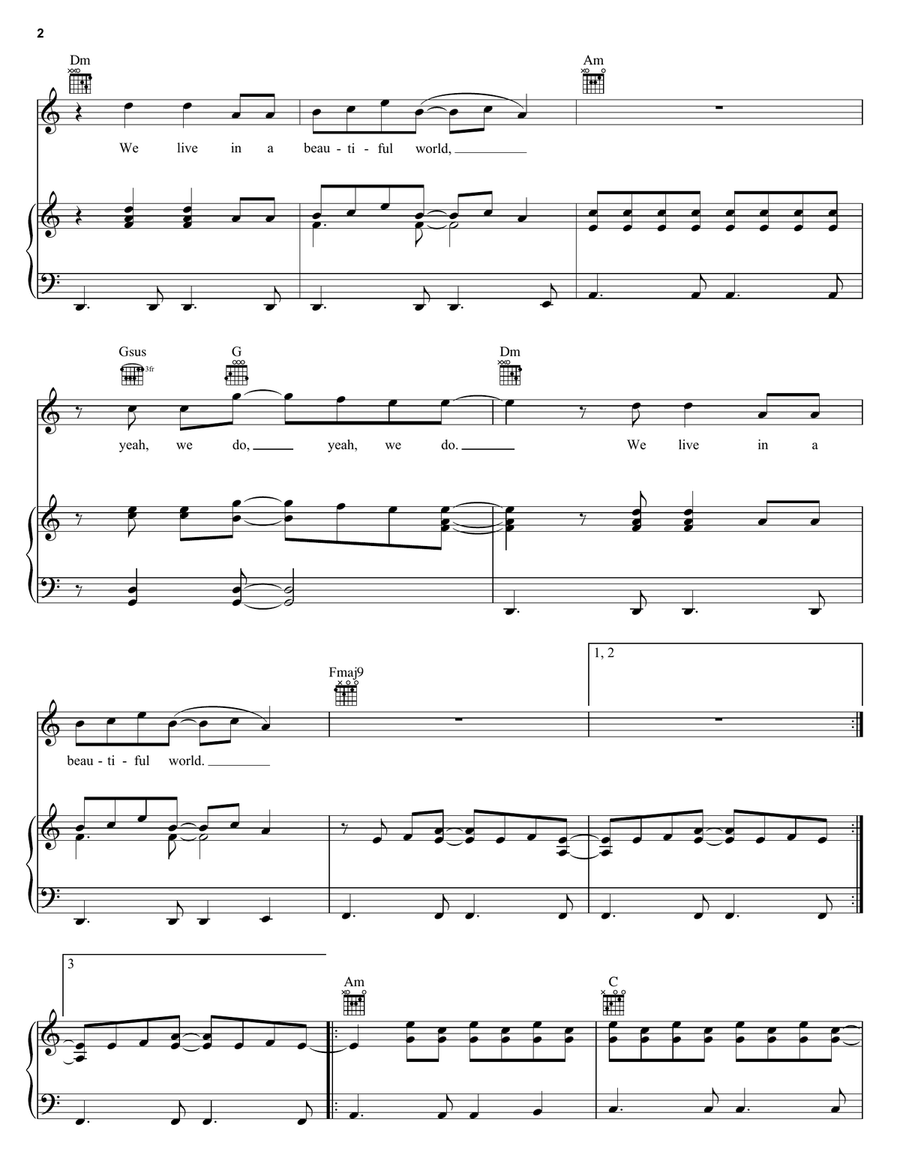 Don't Panic Piano, Vocal, Guitar scores gallery preview page 2