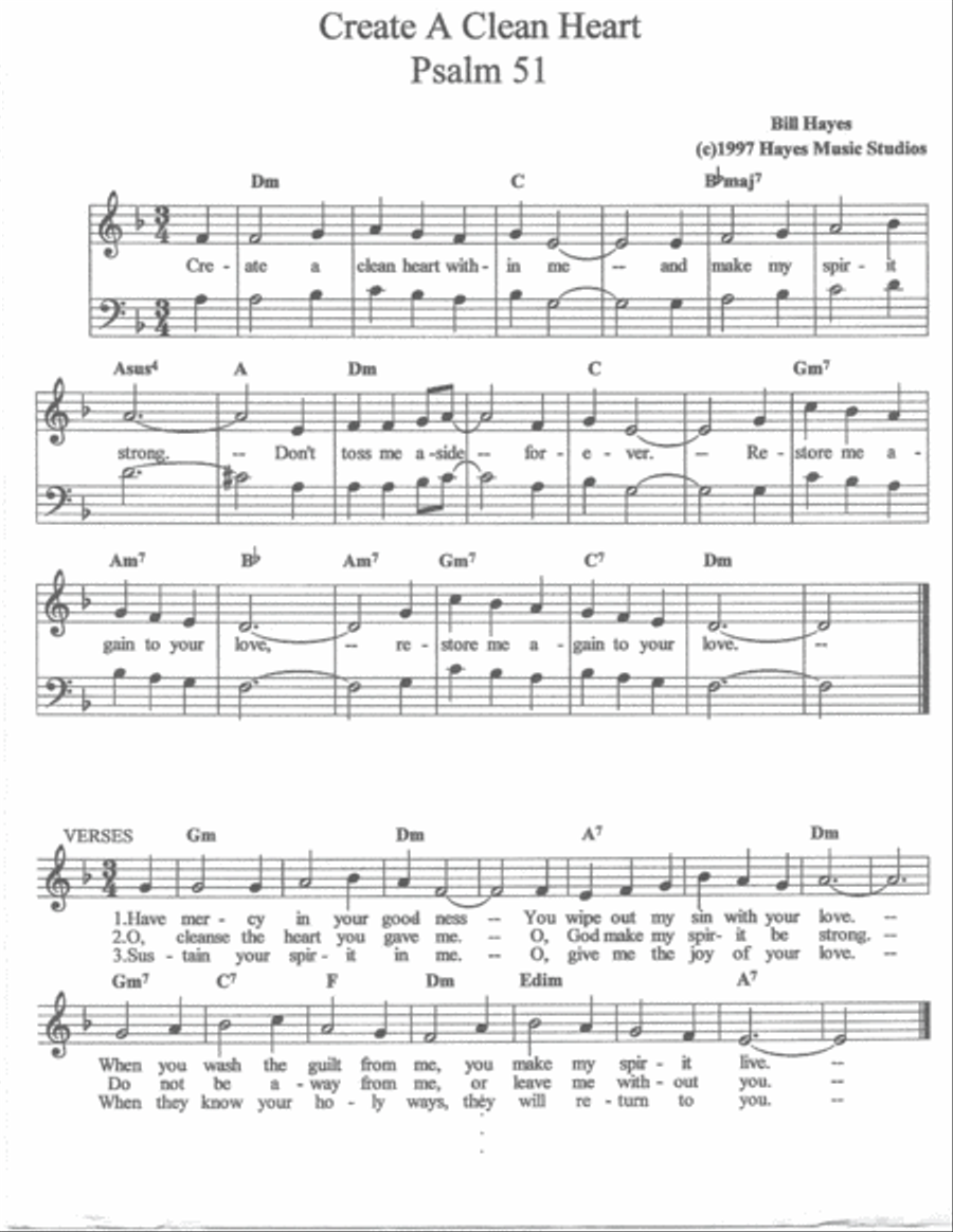Create A Clean Heart 3-Part scores gallery preview page 1