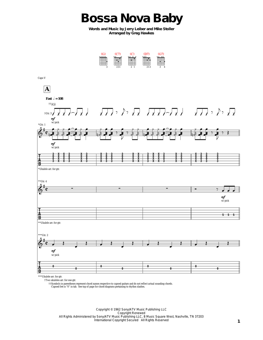 Bossa Nova Baby Acoustic Guitar scores gallery preview page 1
