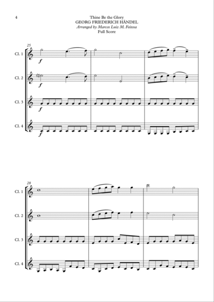 Thine Be the Glory (Maccabeus) - Clarinet Quartet Clarinet Quartet scores gallery preview page 6