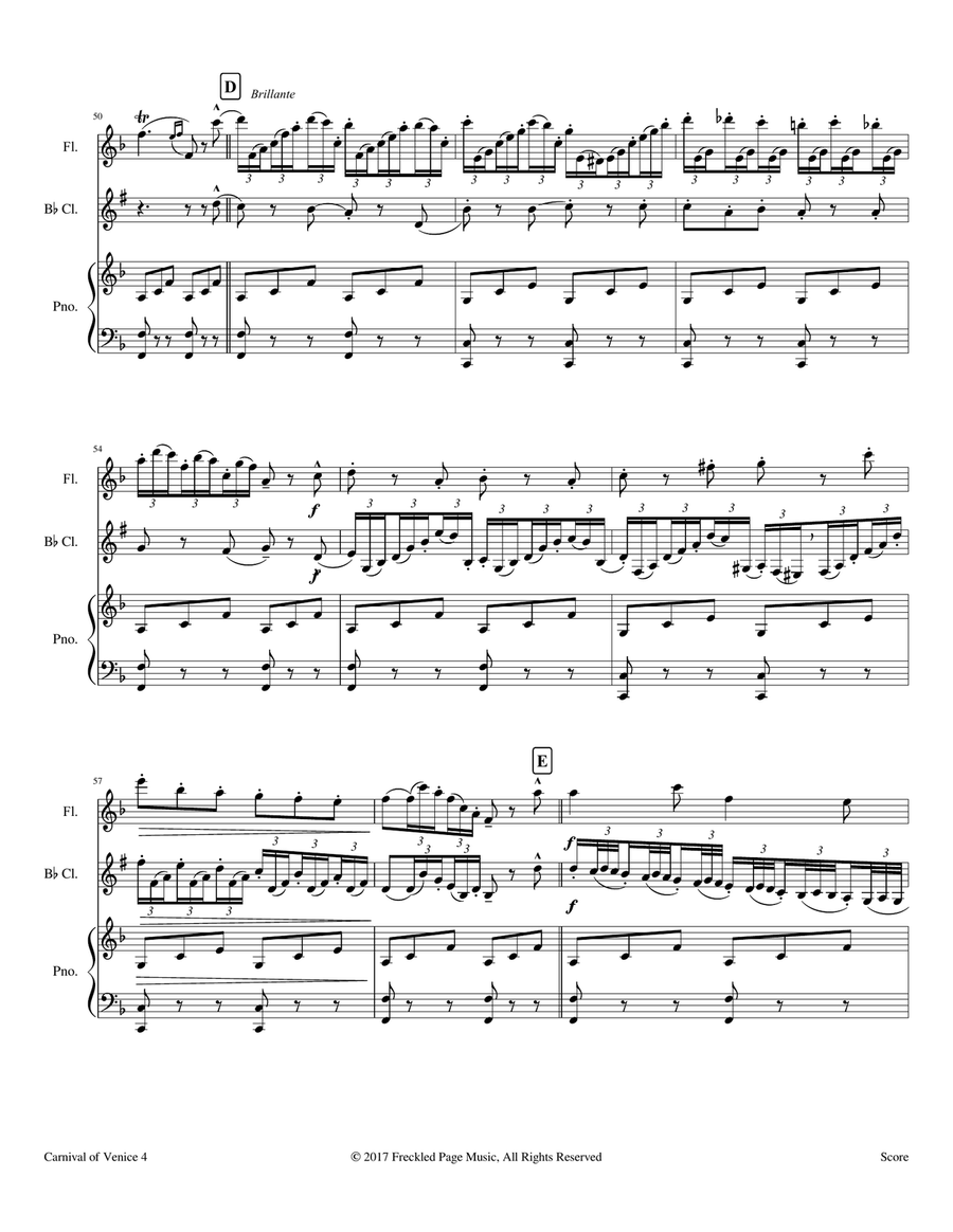 Carnival of Venice (Op.78) For Flute, Clarinet, and Piano Woodwind Duet scores gallery preview page 4
