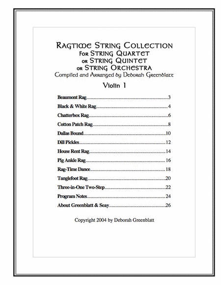 Ragtime String Collection - Parts