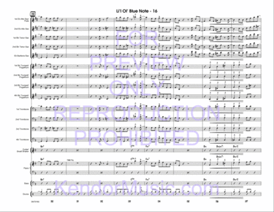 Li'l Ol' Blue Note (Full Score) Jazz Ensemble scores gallery preview page 17