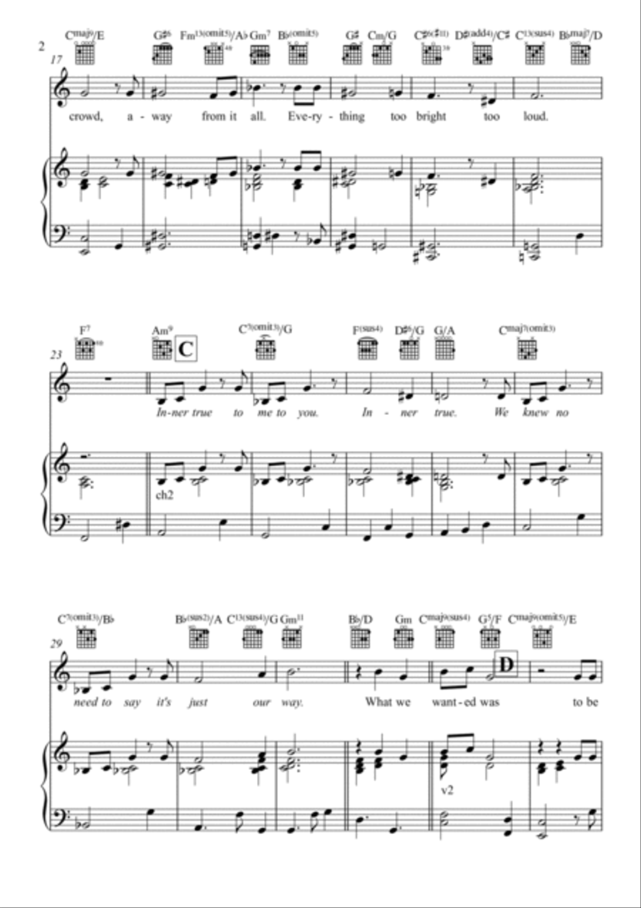 Inner True Piano, Vocal, Guitar scores gallery preview page 2