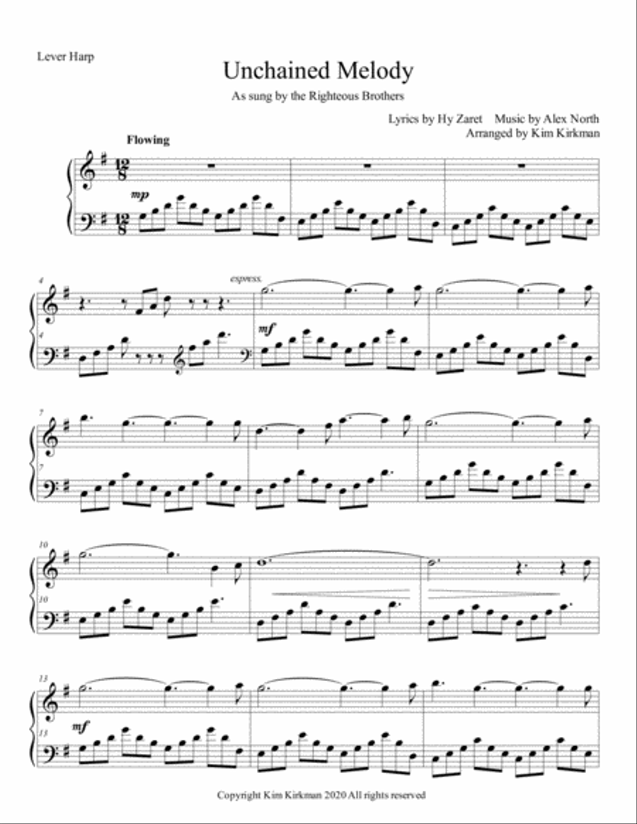 Unchained Melody Harp scores gallery preview page 1